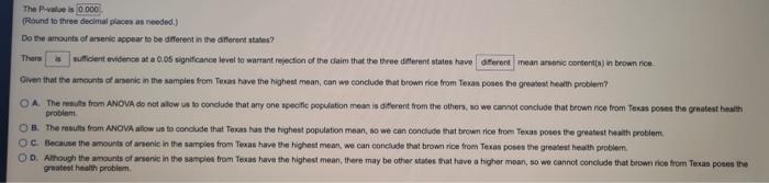 The Accompanying Table Gives Amounts Of Arsenic In Samples Of Brown Rice From Three Different States The Amounts Are In 2