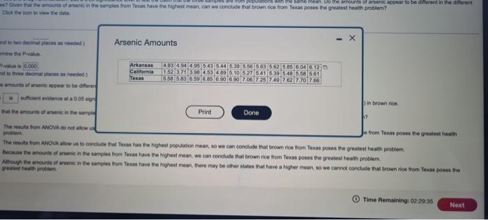 The Accompanying Table Gives Amounts Of Arsenic In Samples Of Brown Rice From Three Different States The Amounts Are In 3
