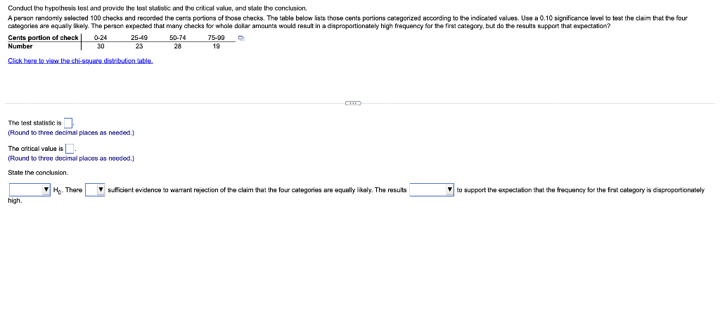 Conduct The Hypothesis Test And Provide The Test Statistic And The Critical Value And State The Conclusion A Person Ra 1