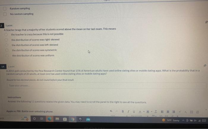 Random Sampling No Random Sampling 3 1 Point Ateacher Brags That A Majority Of Her Students Scored Above The Mean On Her 1