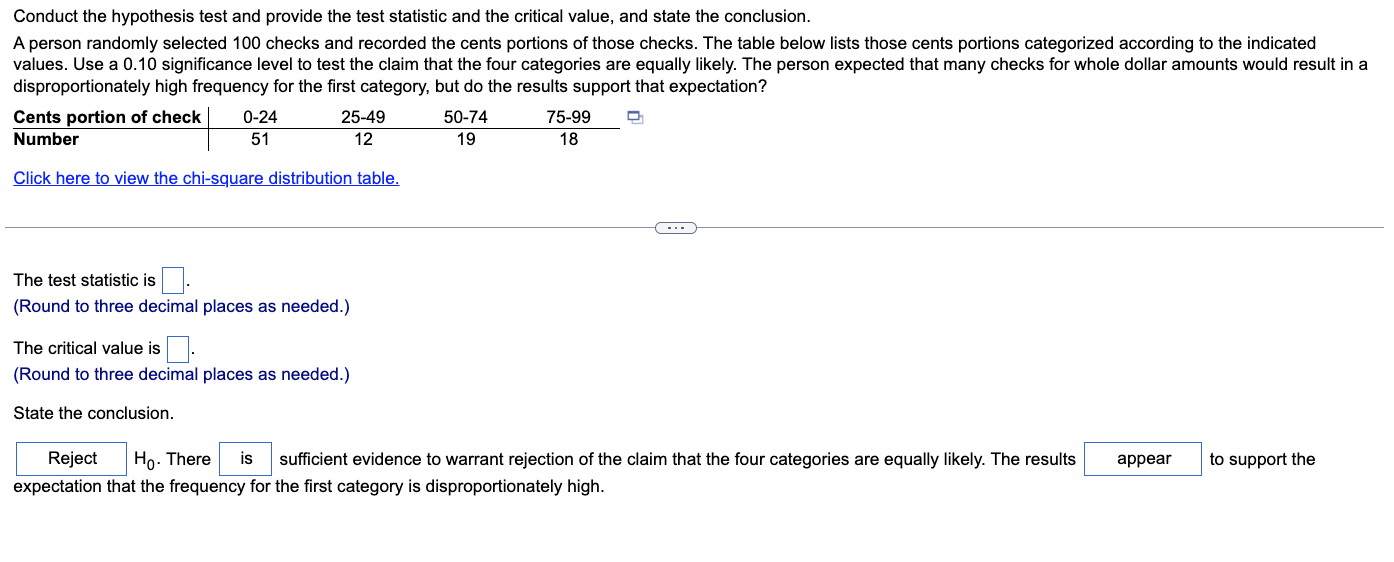 Conduct The Hypothesis Test And Provide The Test Statistic And The Critical Value And State The Conclusion A Person Ra 1