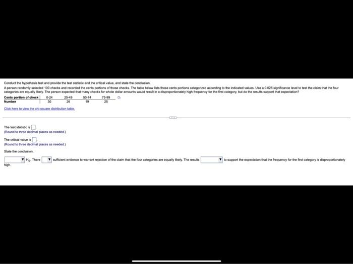 Conduct The Hypothesis Test And Provide The Test Statistic And The Critical Value And State The Conclusion A Person Rand 1