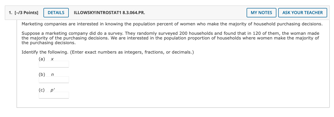 1 3 Points Details Illowskyintrostat1 8 3 064 Pr Marketing Companies Are Interested In Knowing The Population Perc 1