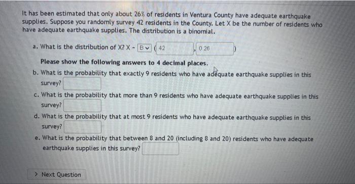 It Has Been Estimated That Only About 26 Of Residents In Ventura County Have Adequate Earthquake Supplies Suppose You 1