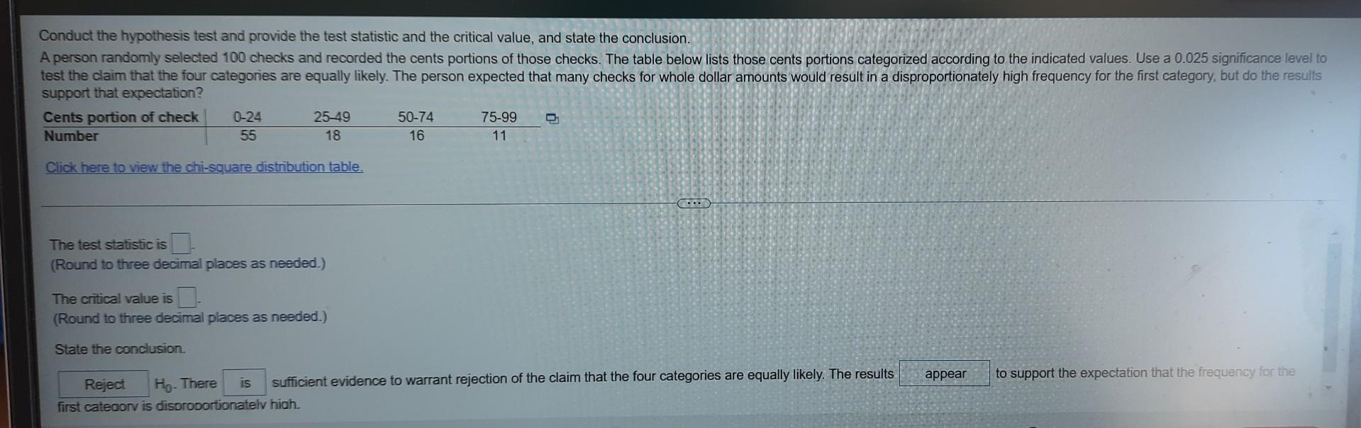 Conduct The Hypothesis Test And Provide The Test Statistic And The Critical Value And State The Conclusion A Person Ra 1