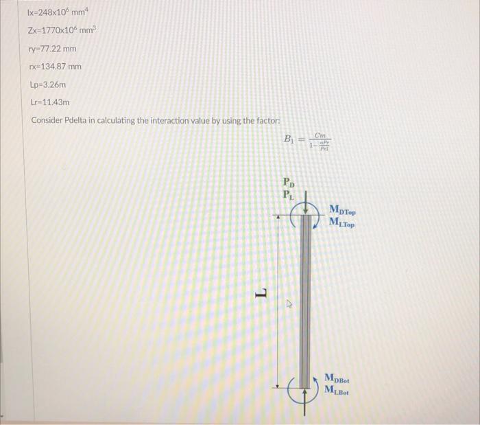 The Beam Column Shown Below Is Pinned At Both Ends And Is Subjected To The Loads Shown Bending Is About The Strong Axis 2