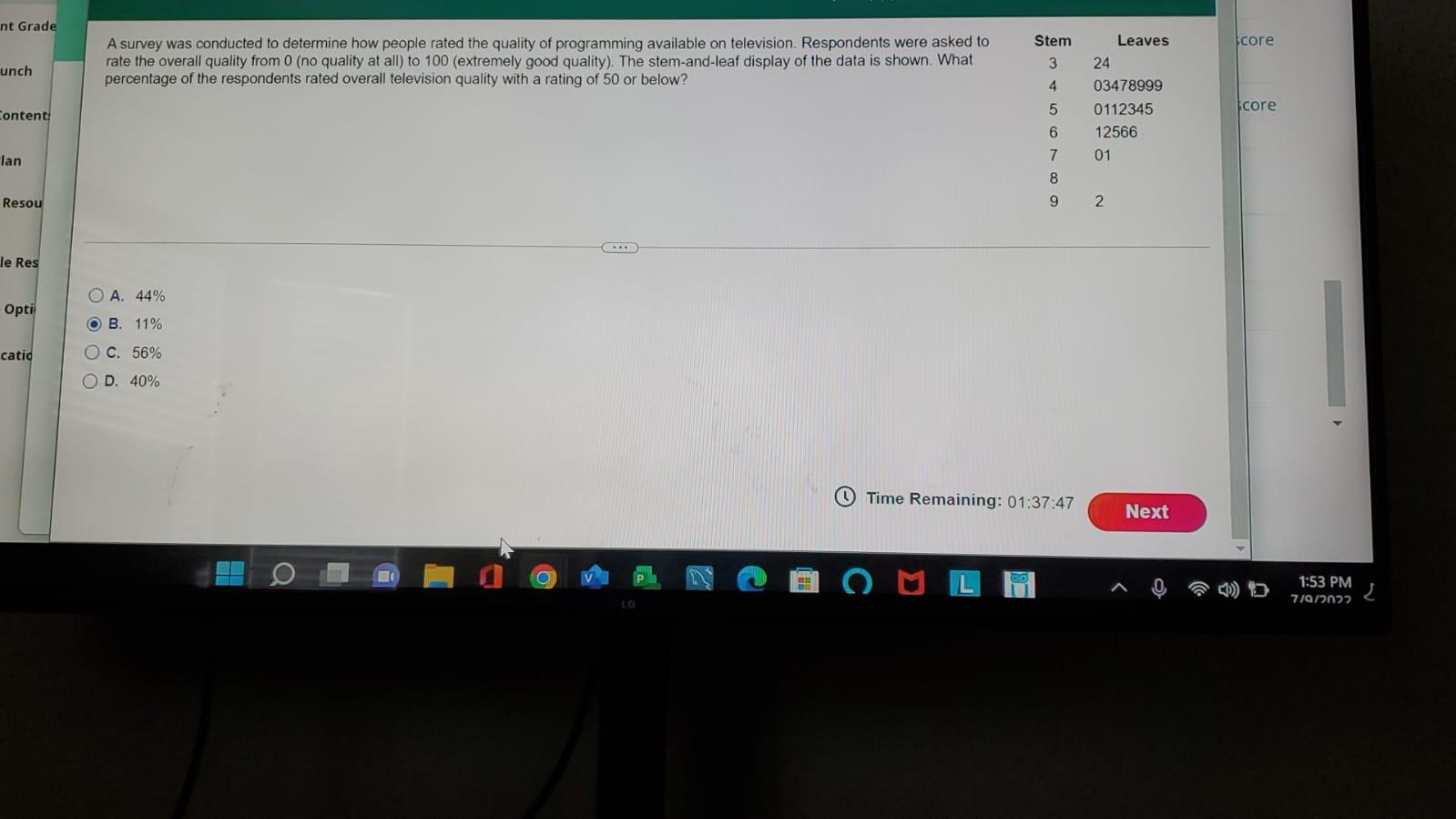 Nt Grade Unch Content Lan Resou Le Res Opti Catio O O O O A Survey Was Conducted To Determine How People Rated The Quali 1