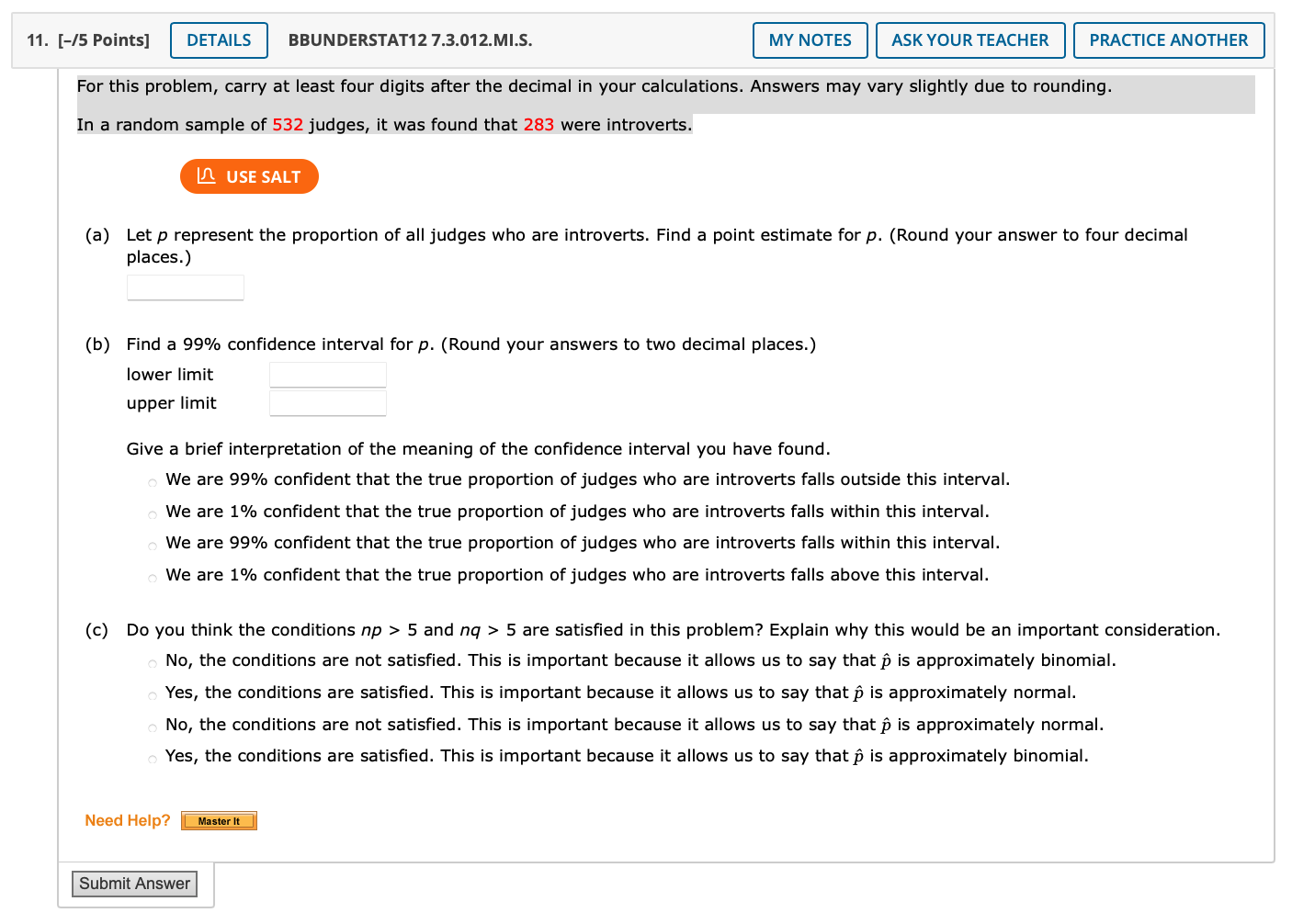 11 5 Points Details Bbunderstat12 7 3 012 Mi S For This Problem Carry At Least Four Digits After The Decimal In Y 1