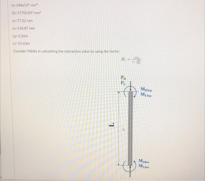The Beam Column Shown Below Is Pinned At Both Ends And Is Subjected To The Loads Shown Bending Is About The Strong Axis 2