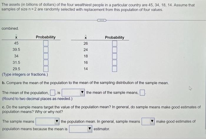 The Assets In Billions Of Dollars Of The Four Wealthiest People In A Particular Country Are 45 34 18 14 Assume Tha 1