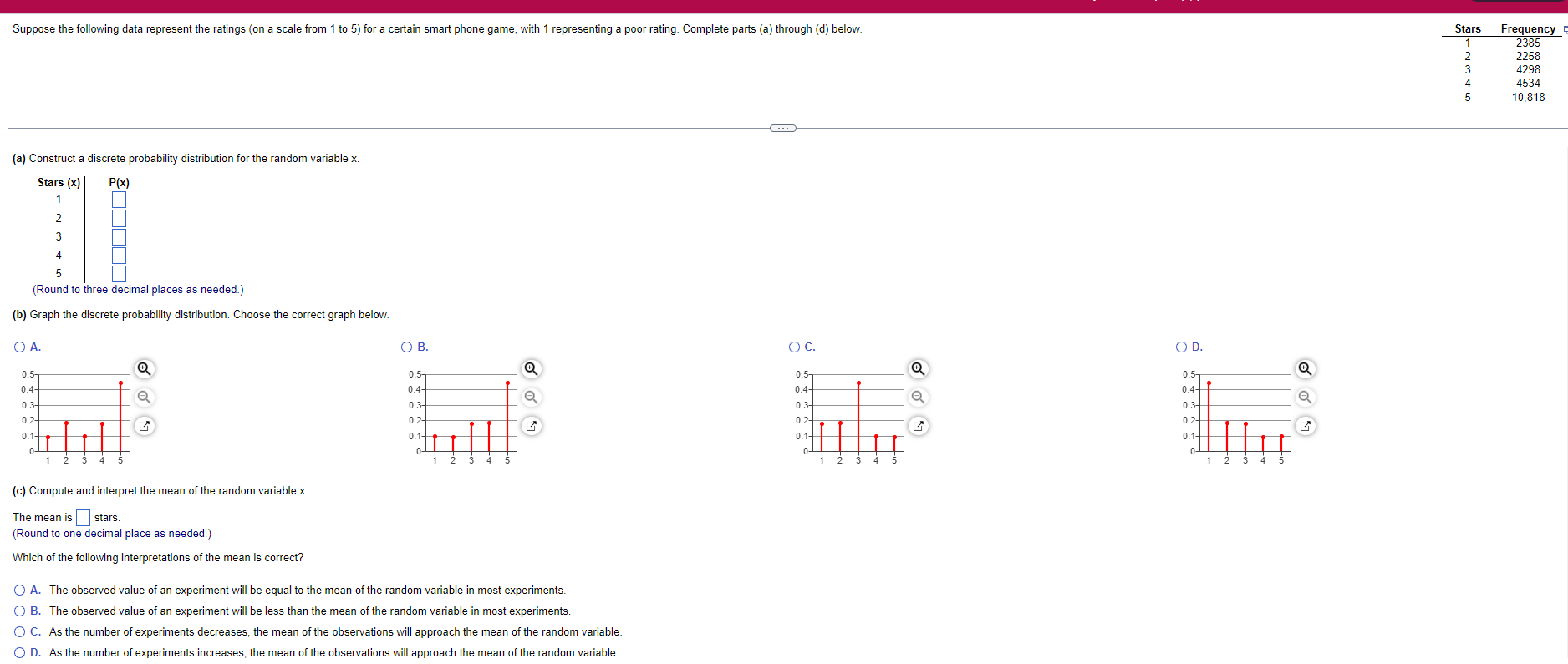 Suppose The Following Data Represent The Ratings On A Scale From 1 To 5 For A Certain Smart Phone Game With 1 Represe 1