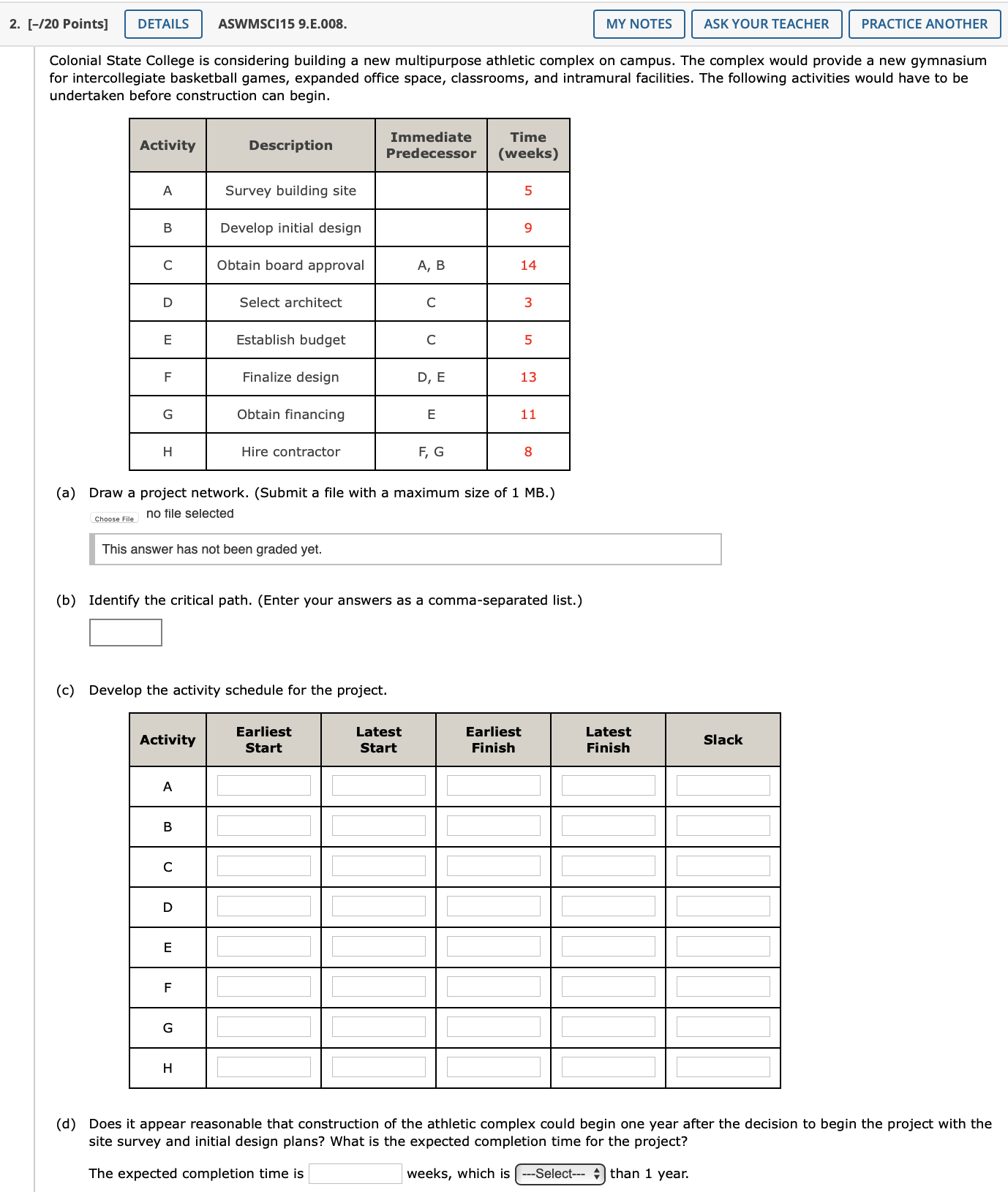 2 20 Points Details Activity Choose File A Colonial State College Is Considering Building A New Multipurpose Athlet 1
