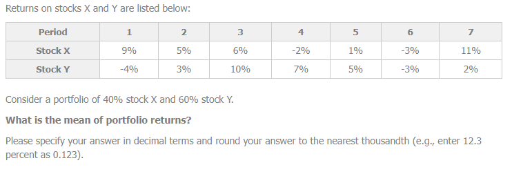 Returns On Stocks X And Y Are Listed Below Period Stock X Stock Y 1 9 4 2 5 3 3 6 10 2 7 5 1 5 6 3 3 7 1