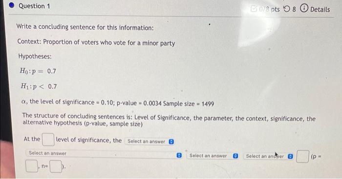 Question 1 Write A Concluding Sentence For This Information Context Proportion Of Voters Who Vote For A Minor Party Hy 1
