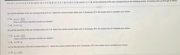 5 0 1 2 3 4 5 6 7 8 9 And A 0 2 4 6 6 B 1 3 5 7 9 C 3 4 5 6 And D 1 7 8 List The E 1