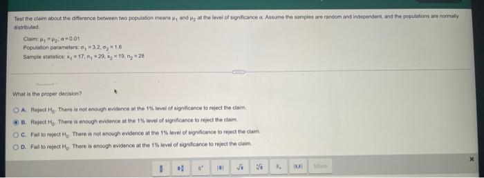 Test The Claim About The Difference Between Two Population Means And At The Level Of Significance A Assume The Samp 2