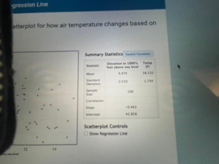 Gression Line Atterplot For How Air Temperature Changes Based On 12 Summary Statistics Switch Vares Elevation In 1000 S 1