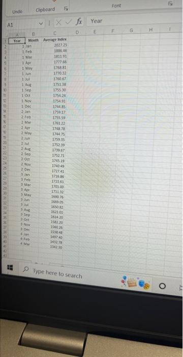 3 4 5 6 7 0 9 10 N R 11 M 18 17 18 11 20 26 A1 40 Undo 41 Year 1 Jan 1 Feb 1 Mar B C Month Average Index 2027 25 1885 46 1