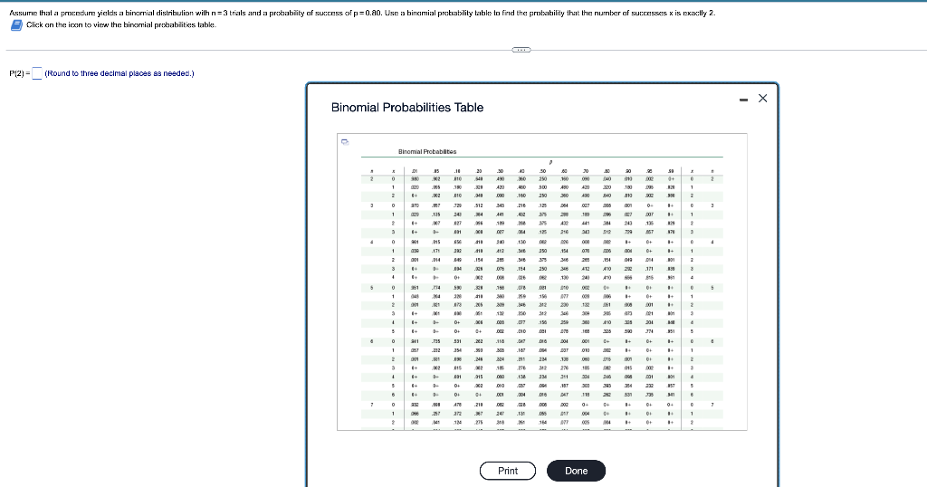 Assume That A Procedure Yields A Binomial Distribution With N 3 Trials And A Probability Of Success Of P 0 80 Use A Bin 1