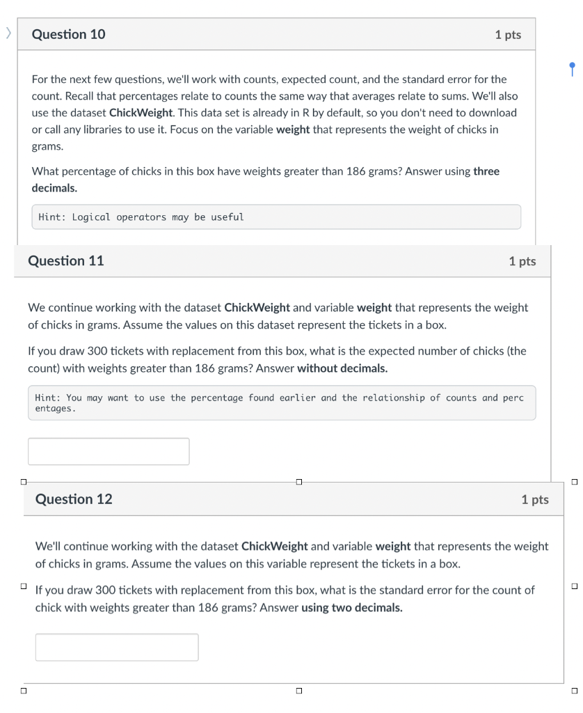 Question 10 0 For The Next Few Questions We Ll Work With Counts Expected Count And The Standard Error For The Count 1