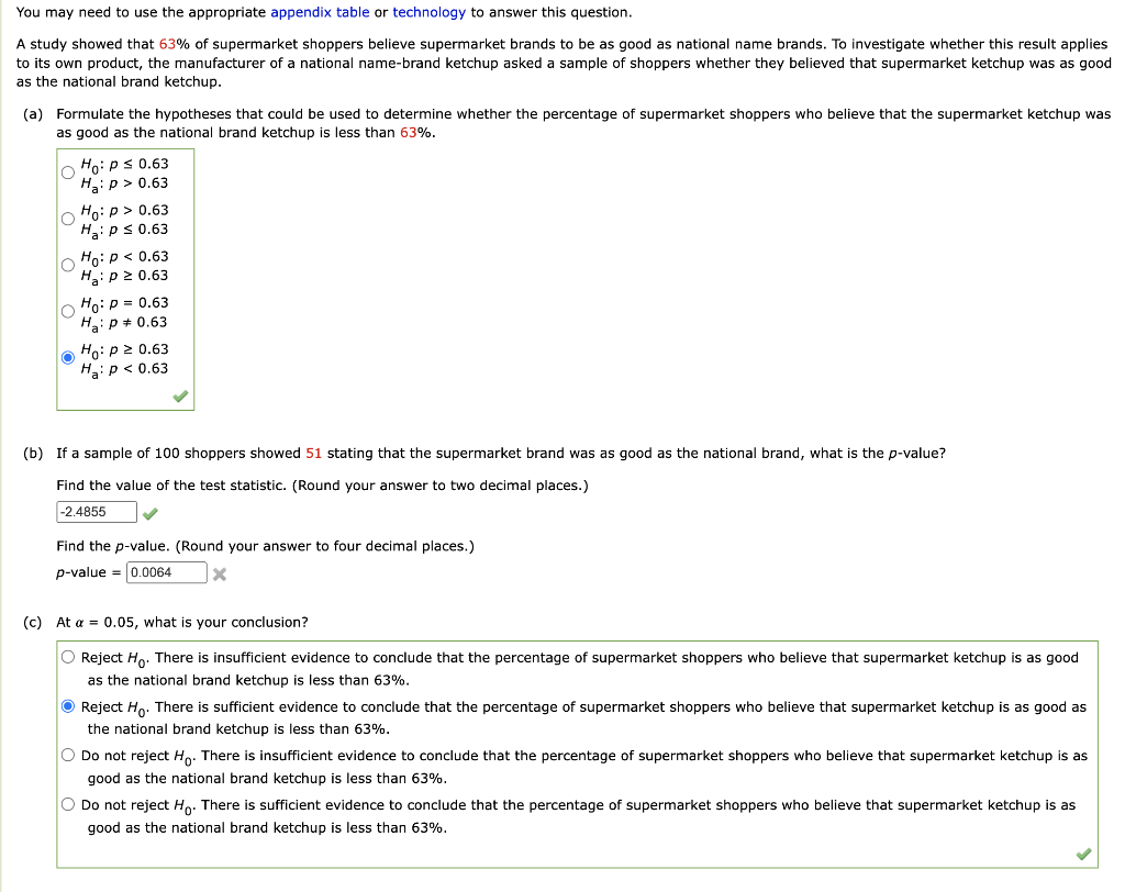 You May Need To Use The Appropriate Appendix Table Or Technology To Answer This Question A Study Showed That 63 Of Sup 1