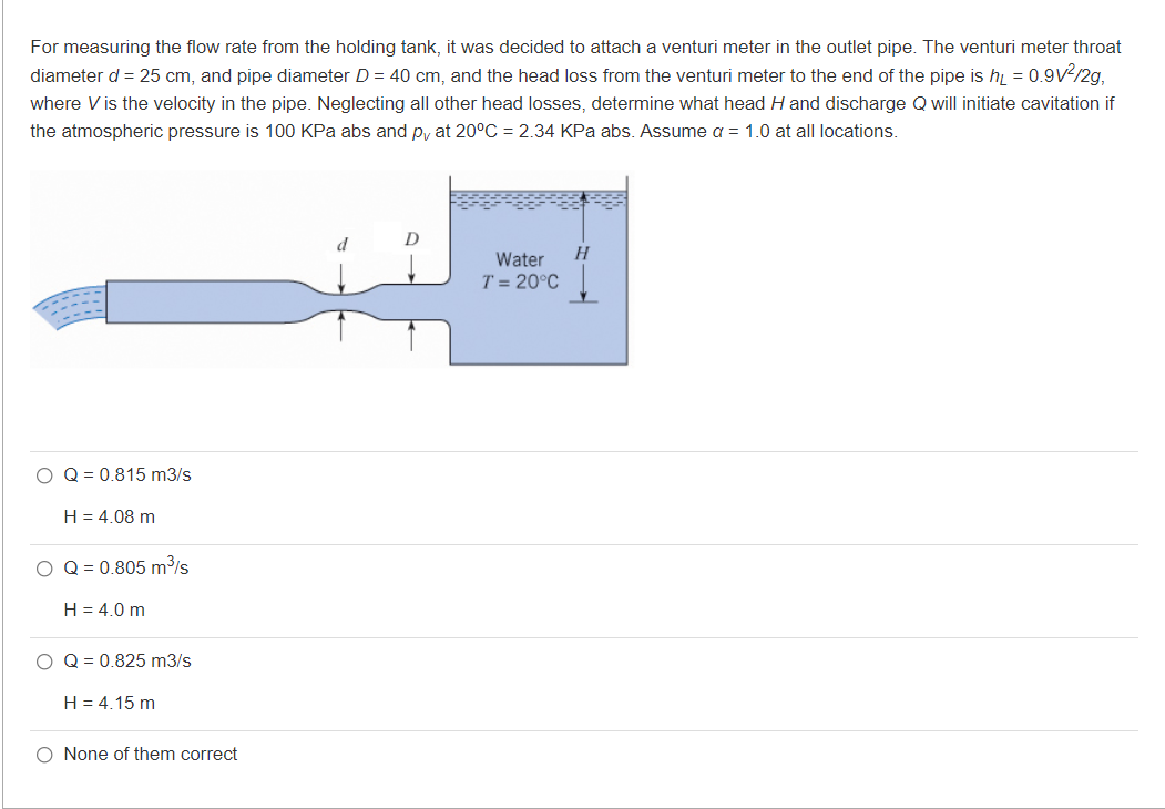 For Measuring The Flow Rate From The Holding Tank It Was Decided To Attach A Venturi Meter In The Outlet Pipe The Vent 1