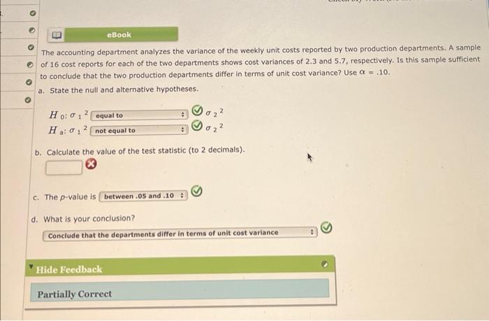 Ebook O The Accounting Department Analyzes The Variance Of The Weekly Unit Costs Reported By Two Production Departments 1