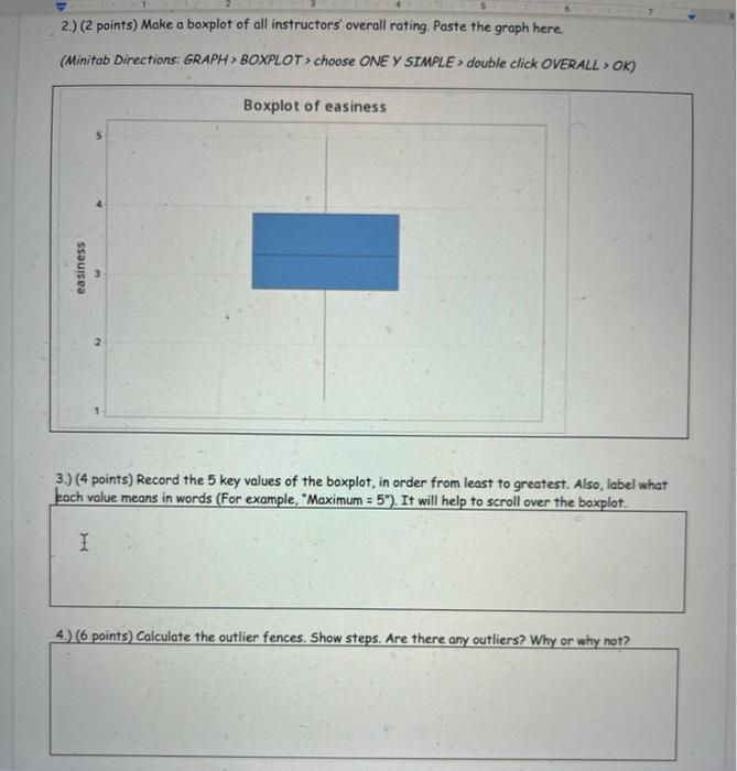 2 2 Points Make A Boxplot Of All Instructors Overall Rating Paste The Graph Here Minitab Directions Graph Boxp 1