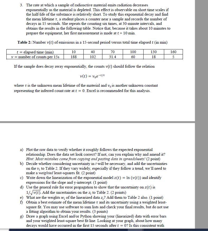 3 The Rate At Which A Sample Of Radioactive Material Emits Radiation Decreases Exponentially As The Material Is Deplete 1