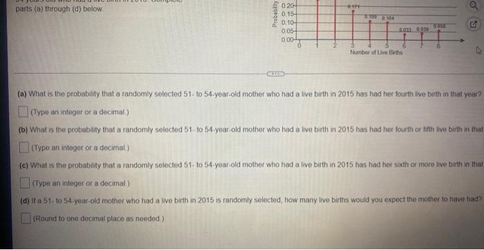 The Graph Of The Discrete Probability To The Right Represents The Number Of Live Births By A Mother 51 To 54 Years Old W 3