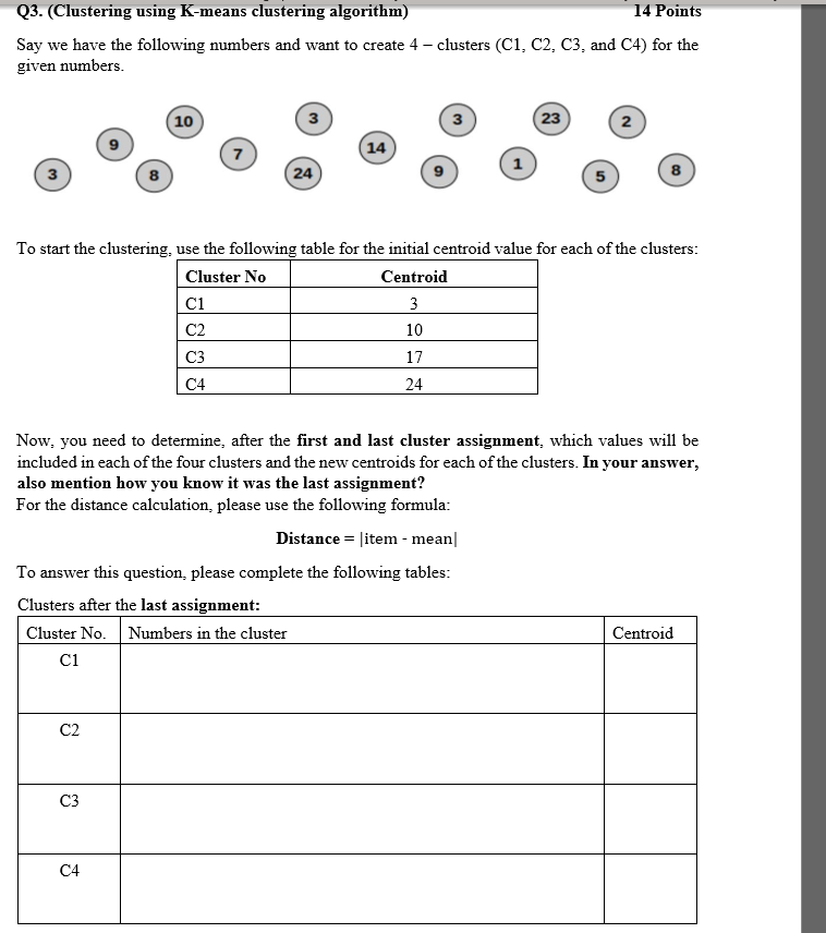 Please Do Not Copy Paste Other Chegg Answers Show All Steps This Question Is Asking For Clusters After The Last Assign 1