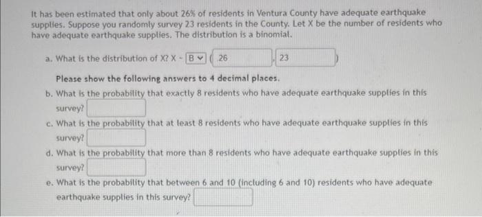 It Has Been Estimated That Only About 26 Of Residents In Ventura County Have Adequate Earthquake Supplies Suppose You 1