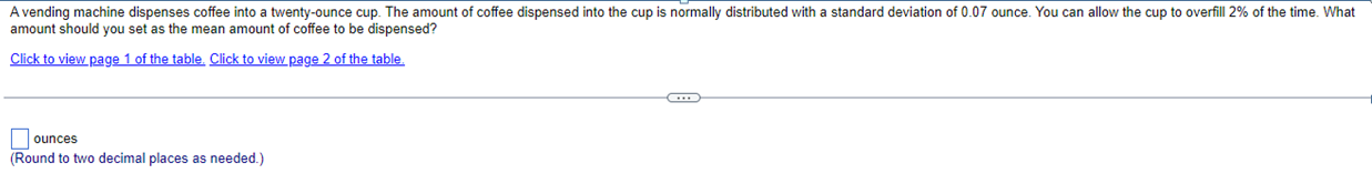 A Vending Machine Dispenses Coffee Into A Twenty Ounce Cup The Amount Of Coffee Dispensed Into The Cup Is Normally Dist 1