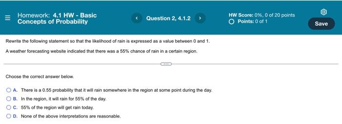 Homework 4 1 Hw Basic Concepts Of Probability Question 1 4 1 1 Part 1 Of 2 What Is The Value Of P A P A Round 2