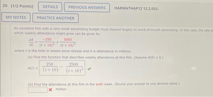 20 1 2 Points Details My Notes Da Dt Practice Another An Excellent Film With A Very Small Advertising Budget Must Dep 1