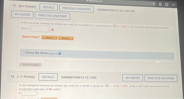 17 0 1 Points My Notes Practice Another Details Previous Answers Harmathap12 12 1 041 Mi Submit Answer If The Margin 1