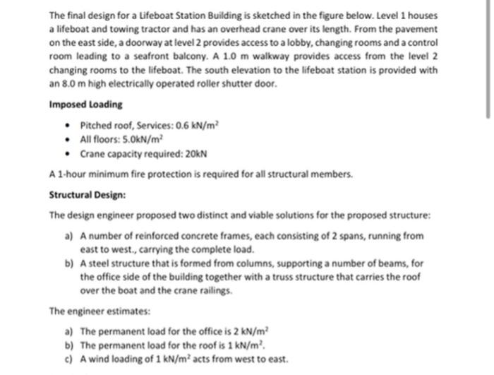 Lifeboat Station Building The Final Design For A Lifeboat Station Building Is Sketched In The Figure Below Level 1 Hous 6
