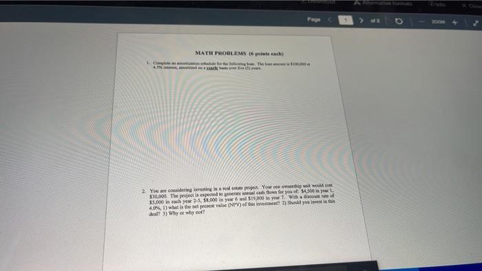 Math Problems 6 Points Each 1 Comptation De He Te Ng 4 3 And On Exact Has Ever Five 5 Year The Loni 100 000 Page 1