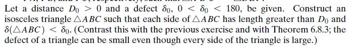 Let A Distance Do 0 And A Defect So 0 60 180 Be Given Construct An Isosceles Triangle Aabc Such That Each Side O 1