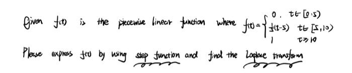 Given Fit Is The Piecewise Linear Function Where 0 Tt 0 5 1 5 Tt 5 10 7310 Fro 1 5 1 Please Express Fou 1