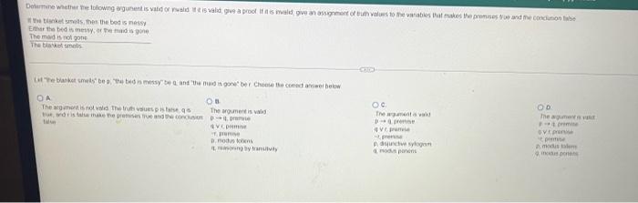 Determine Whether The Following Argument Is Valid Or Wald Itt Is Valid Give A Proof If It Is Invalid Give An Assignment 1