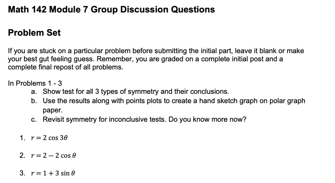 Math 142 Module 7 Group Discussion Questions Problem Set If You Are Stuck On A Particular Problem Before Submitting The 1
