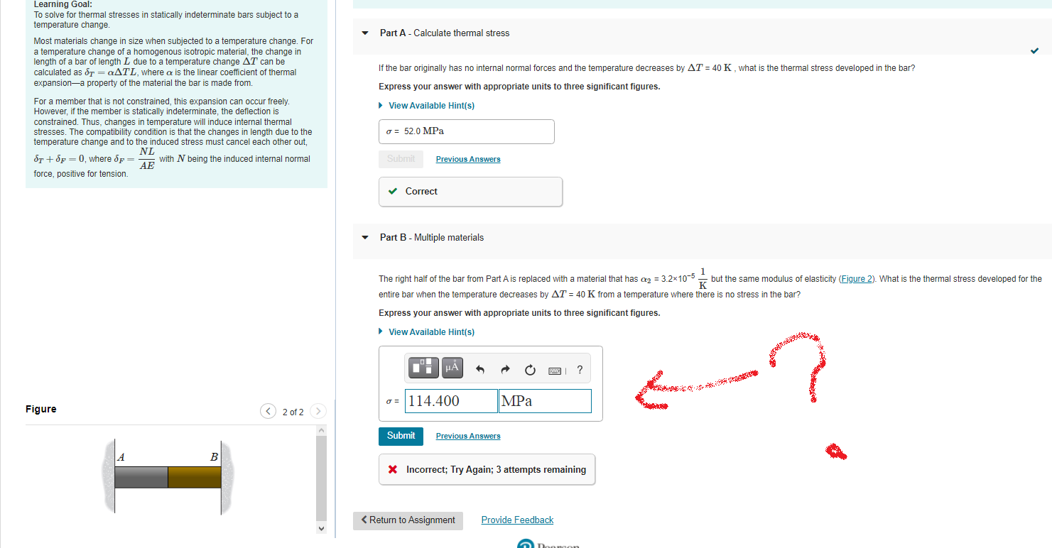 Part A Calculate Thermal Stress Learning Goal To Solve For Thermal Stresses In Statically Indeterminate Bars Subject 1