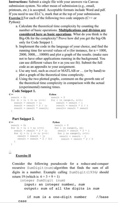 Instructions Submit A Single File With Your Answers Via Canvas Submission System No Other Mean Of Submission E G Em 1