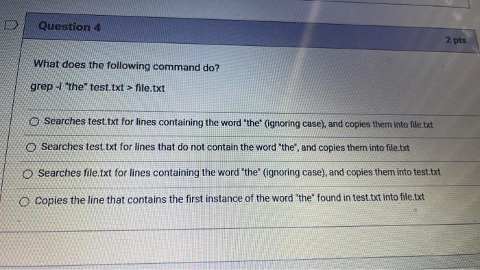 Question 1 Threads Always Run Truly In Parallel On A Computer True O False Question 2 Question 2 Which Of The Followin 4