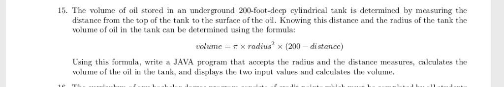 15 The Volume Of Oil Stored In An Underground 200 Foot Deep Cylindrical Tank Is Determined By Measuring The Distance Fr 1