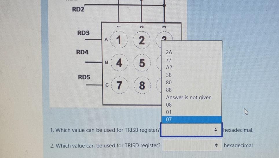 Assume A 7 Segment Display And A Keypad Connected To Pins Of Our Microcontroller As Shown In The Circuit 220r Rbo Rb1 R 2