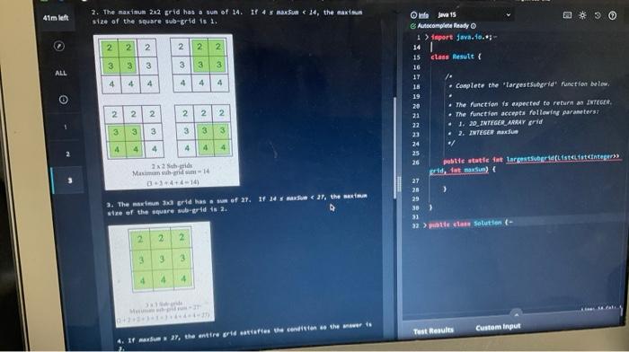 Beta Can T Read The Text Switch Theme 3 Largest Sub Grid Given A Square Grid Of Integers And An Integer Value Maxsum 2
