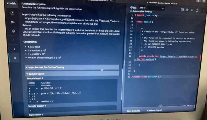 Beta Can T Read The Text Switch Theme 3 Largest Sub Grid Given A Square Grid Of Integers And An Integer Value Maxsum 3