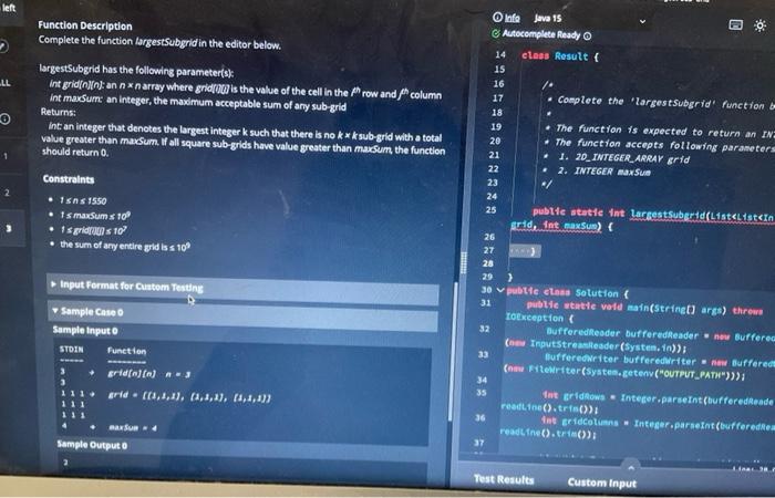 Eta Can T Read The Text Switch Theme 3 Largest Sub Grid Given A Square Grid Of Integers And An Integer Value Maxsum 3